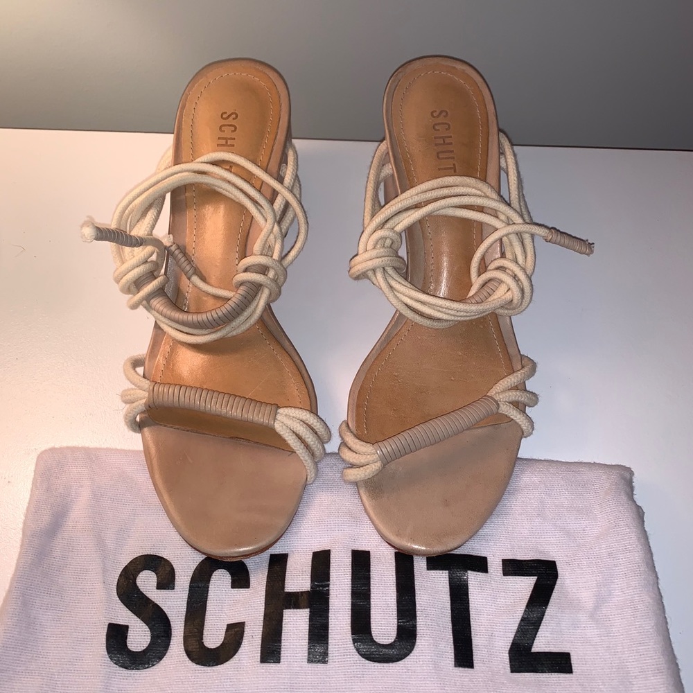 Schutz — Nude lace-up ankle sandals